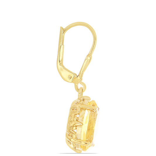 Goldplattierte Silberohrringe mit Zitrin aus dem Ural