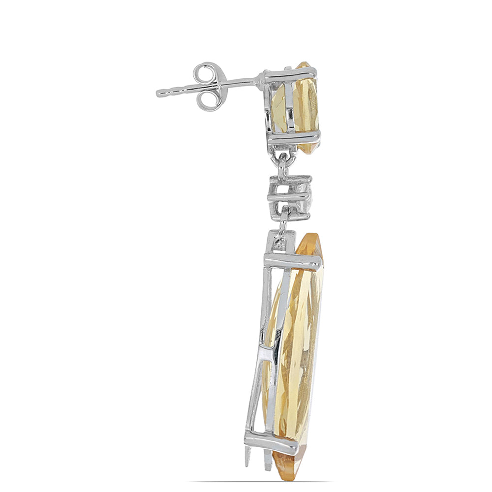 Silberohrringe mit Zitrin aus dem Ural und weißem Topas 2 