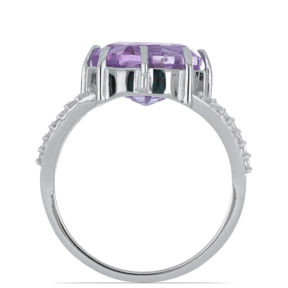 Silberring mit Rose De France Amethyst und weißem Topas 3 