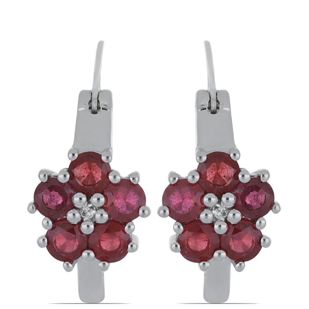 Silberohrringe mit Rubin aus Madagaskar und weißem Topas 1 