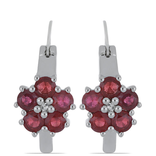 Silberohrringe mit Rubin aus Madagaskar und weißem Topas