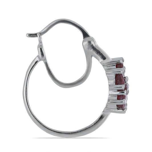 Silberohrringe mit Rubin aus Madagaskar und weißem Topas