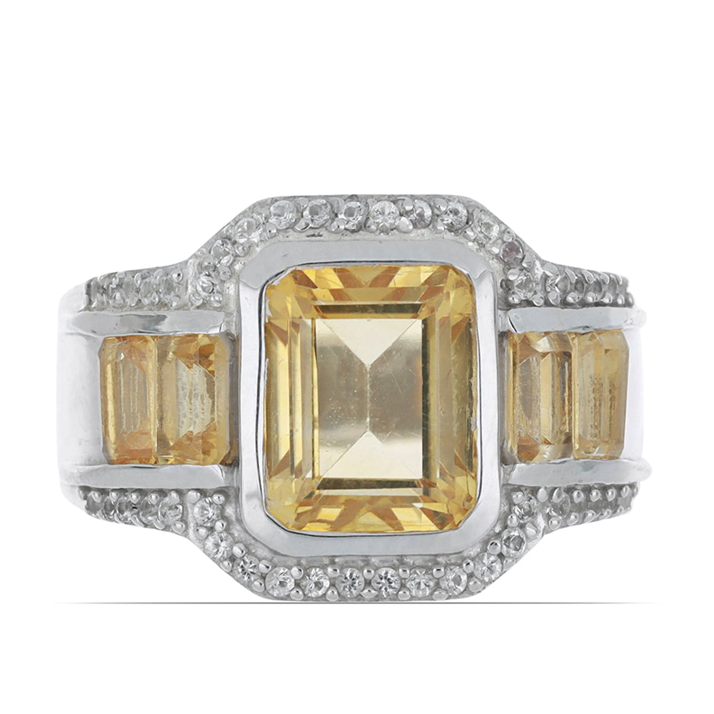 Silberring mit Zitrin aus dem Ural und weißem Topas 1 