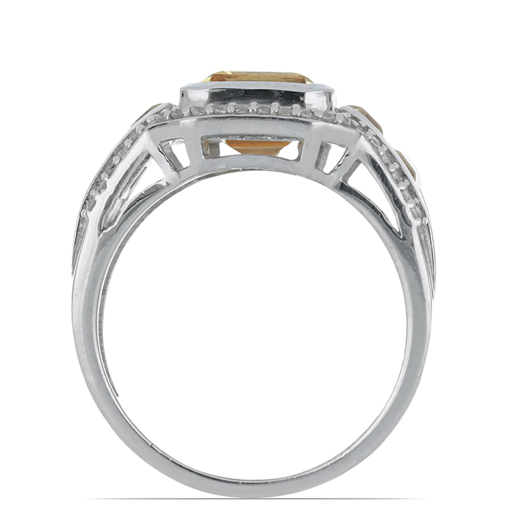 Silberring mit Zitrin aus dem Ural und weißem Topas 2 