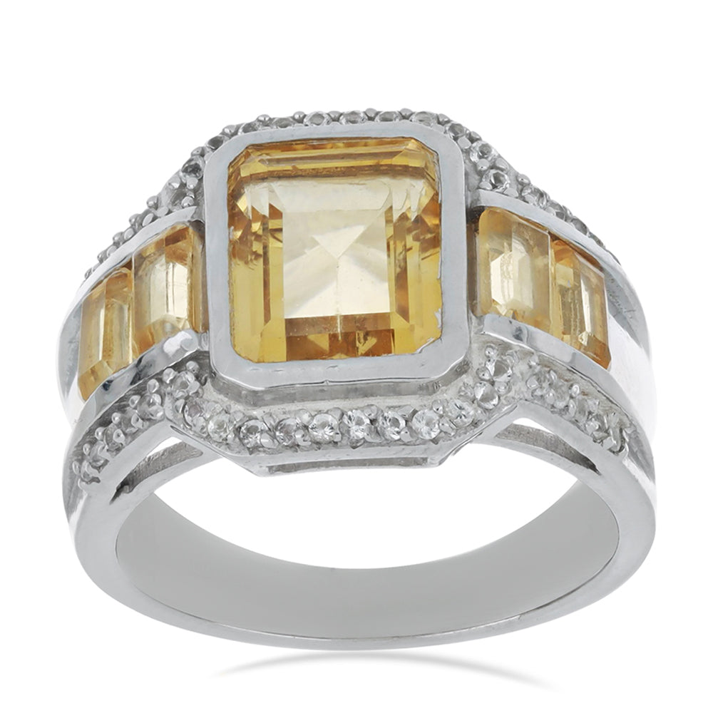 Silberring mit Zitrin aus dem Ural und weißem Topas 4 