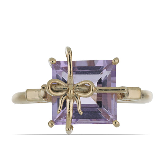 Goldplattierter Silberring mit Rose De France Amethyst