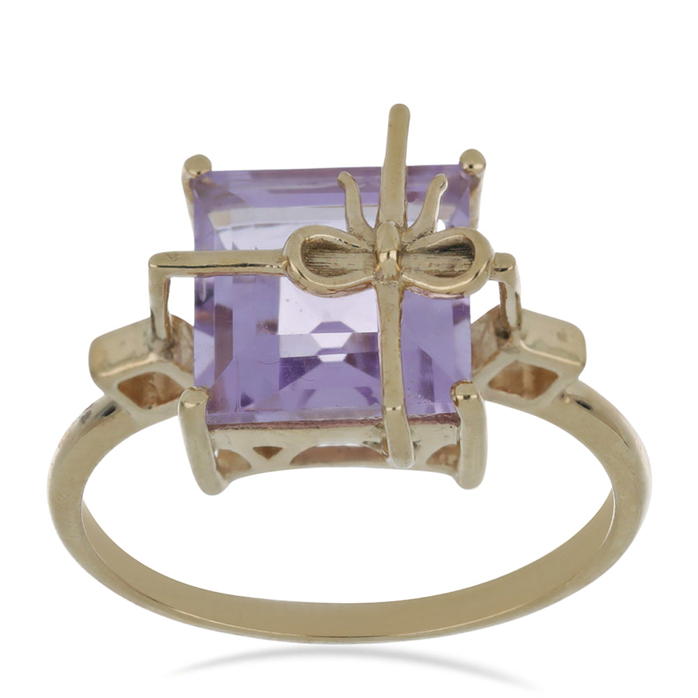 Goldplattierter Silberring mit Rose De France Amethyst 2 