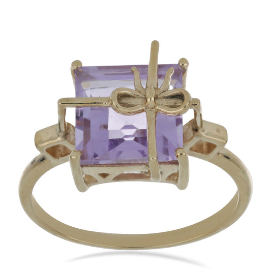 Goldplattierter Silberring mit Rose De France Amethyst