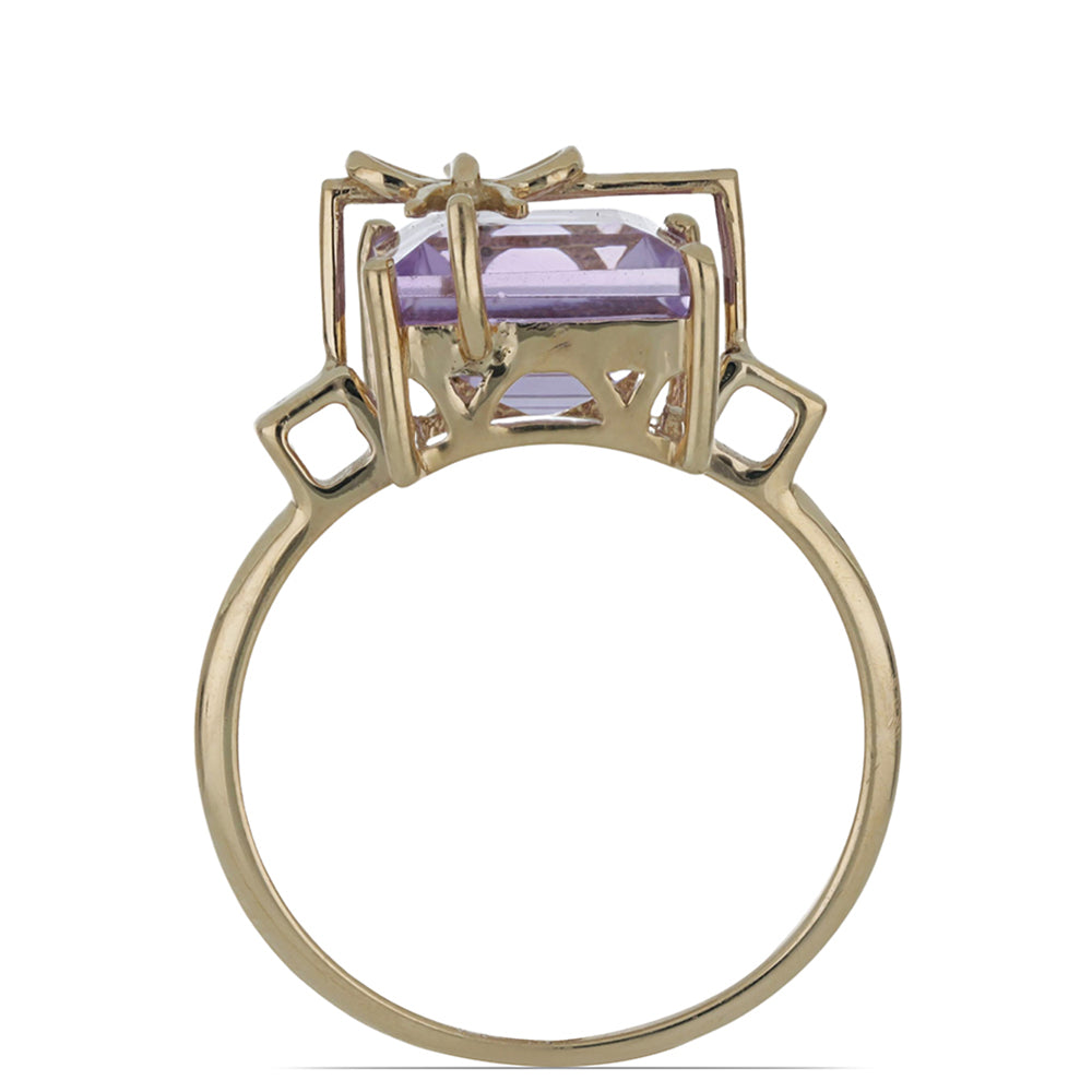 Goldplattierter Silberring mit Rose De France Amethyst