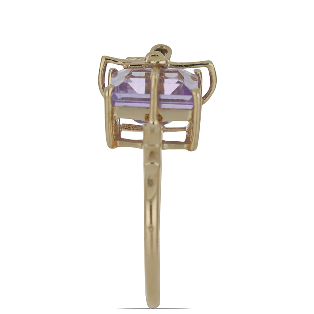 Goldplattierter Silberring mit Rose De France Amethyst