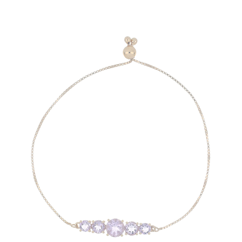 Goldplattiertes Silberarmband mit Rose De France Amethyst 1 