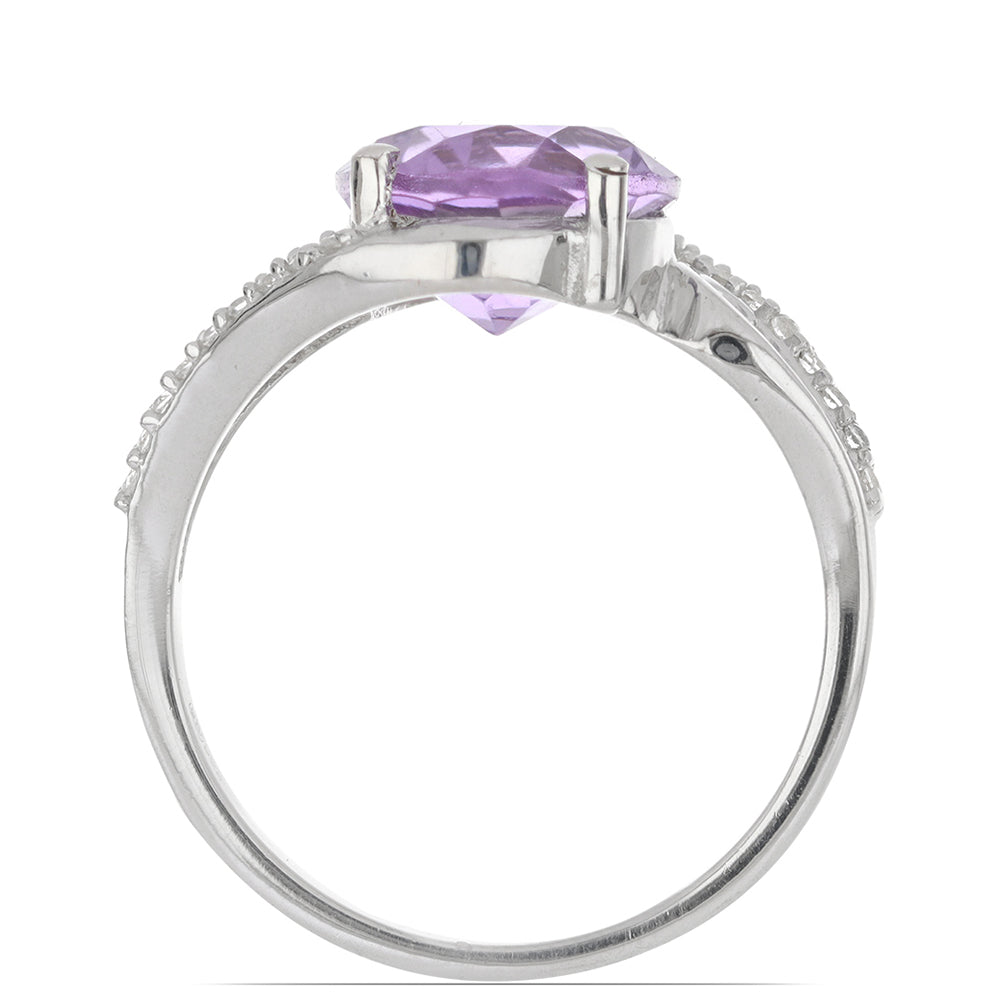 Silberring mit Rose De France Amethyst und weißem Topas