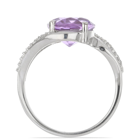 Silberring mit Rose De France Amethyst und weißem Topas