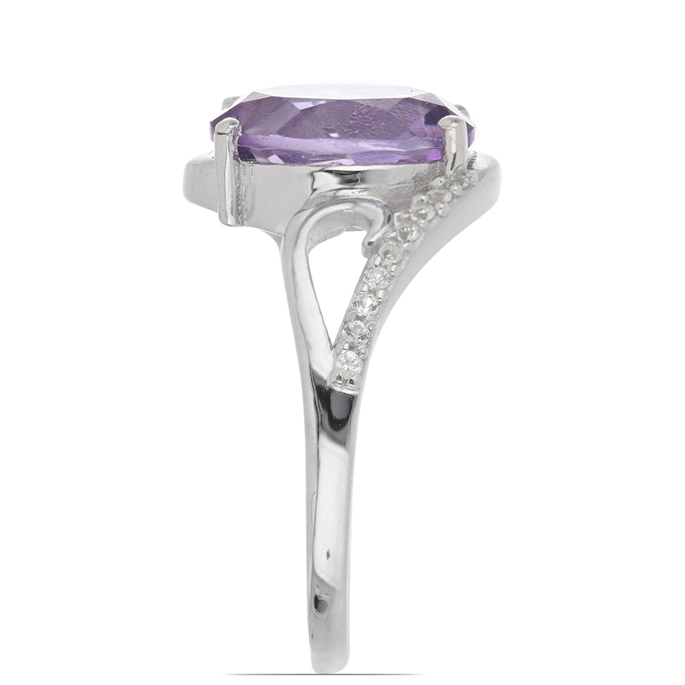 Silberring mit Rose De France Amethyst und weißem Topas 3 