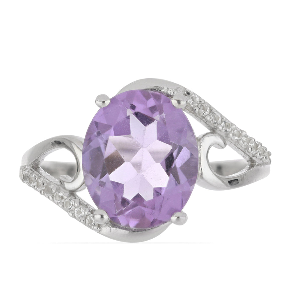 Silberring mit Rose De France Amethyst und weißem Topas 4 