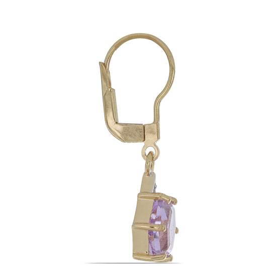 Goldplattierte Silberohrringe mit Rose De France Amethyst und weißem Topas