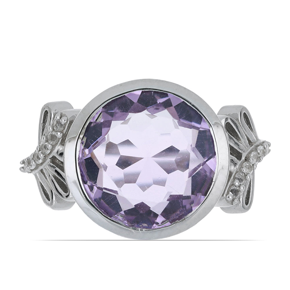 Silberring mit Rose De France Amethyst und weißem Topas 1 
