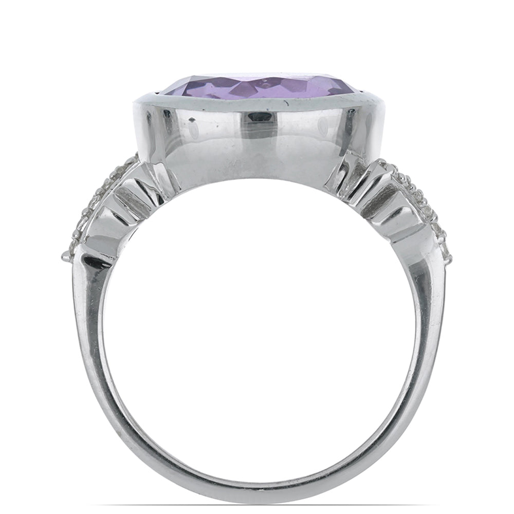 Silberring mit Rose De France Amethyst und weißem Topas