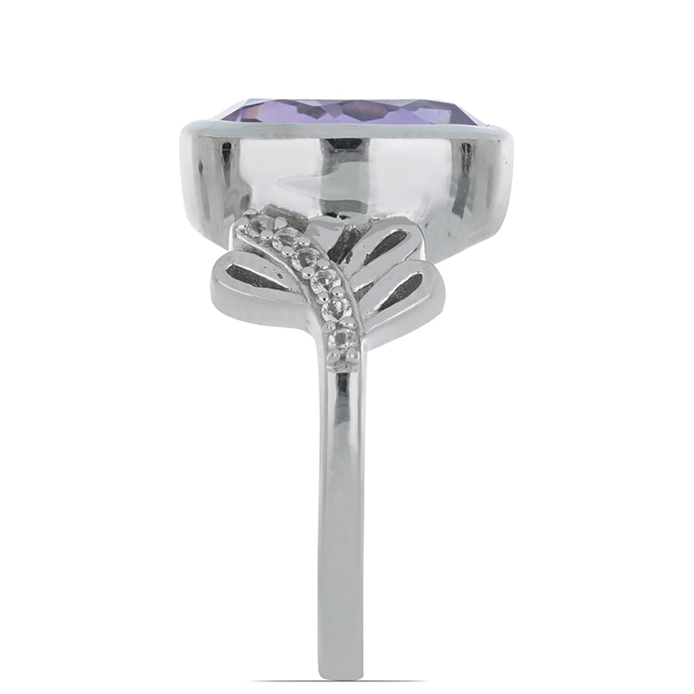 Silberring mit Rose De France Amethyst und weißem Topas 3 