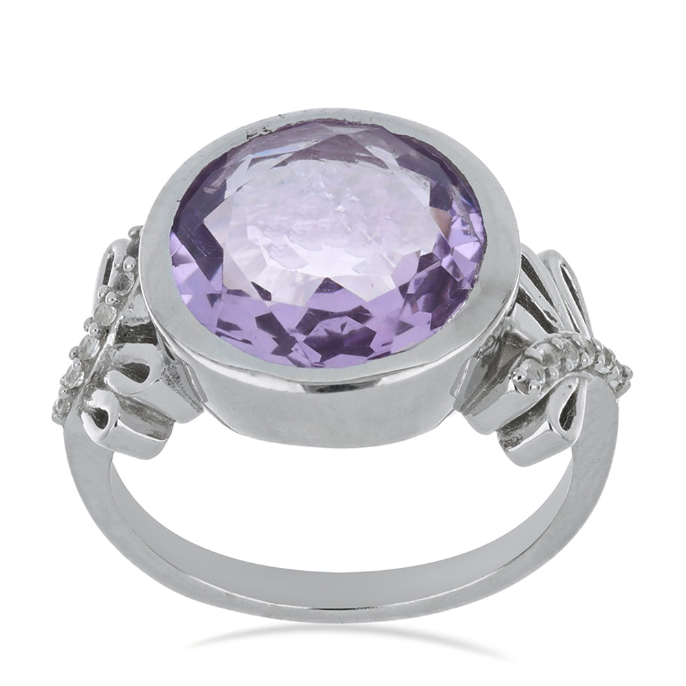 Silberring mit Rose De France Amethyst und weißem Topas 4 