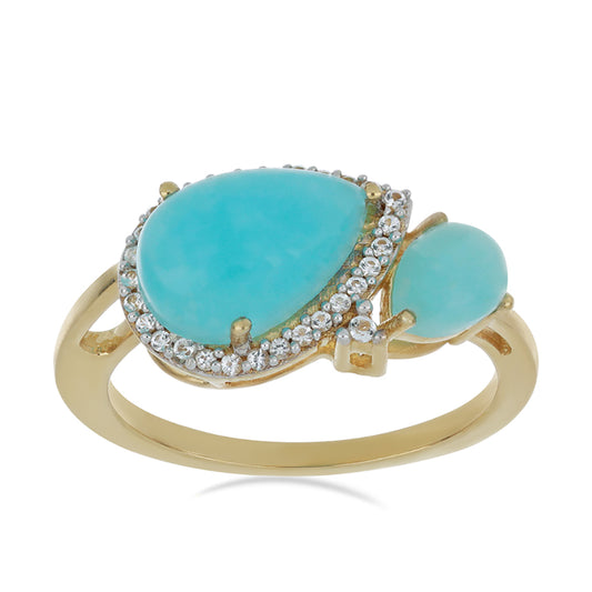 Goldplattierter Silberring mit weißem Topas