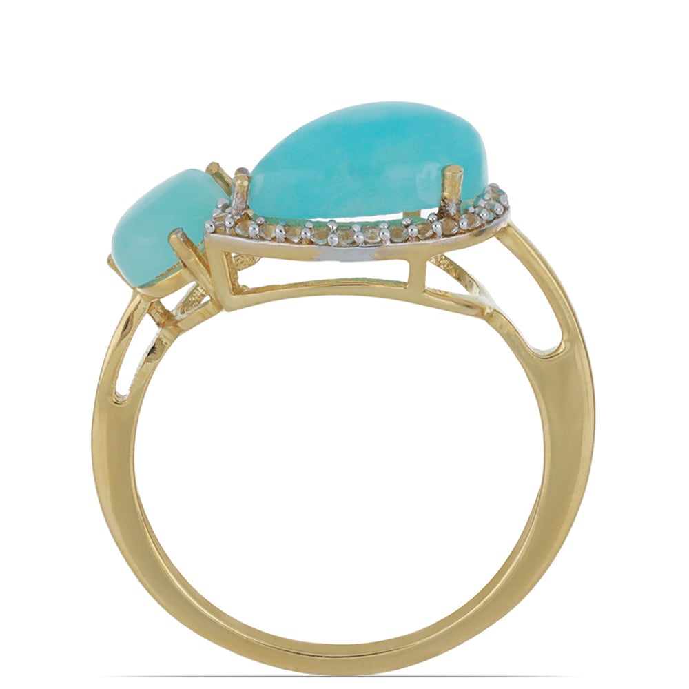 Goldplattierter Silberring mit weißem Topas 3 