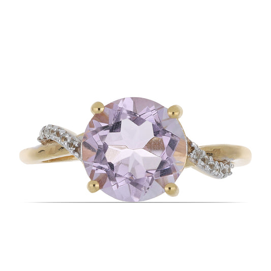 Goldplattierter Silberring mit Rose De France Amethyst und weißem Topas