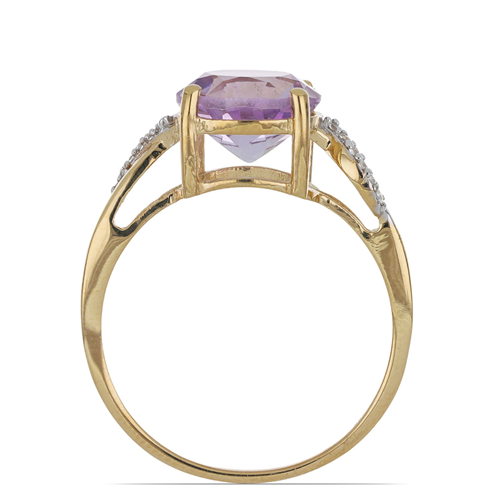 Goldplattierter Silberring mit Rose De France Amethyst und weißem Topas