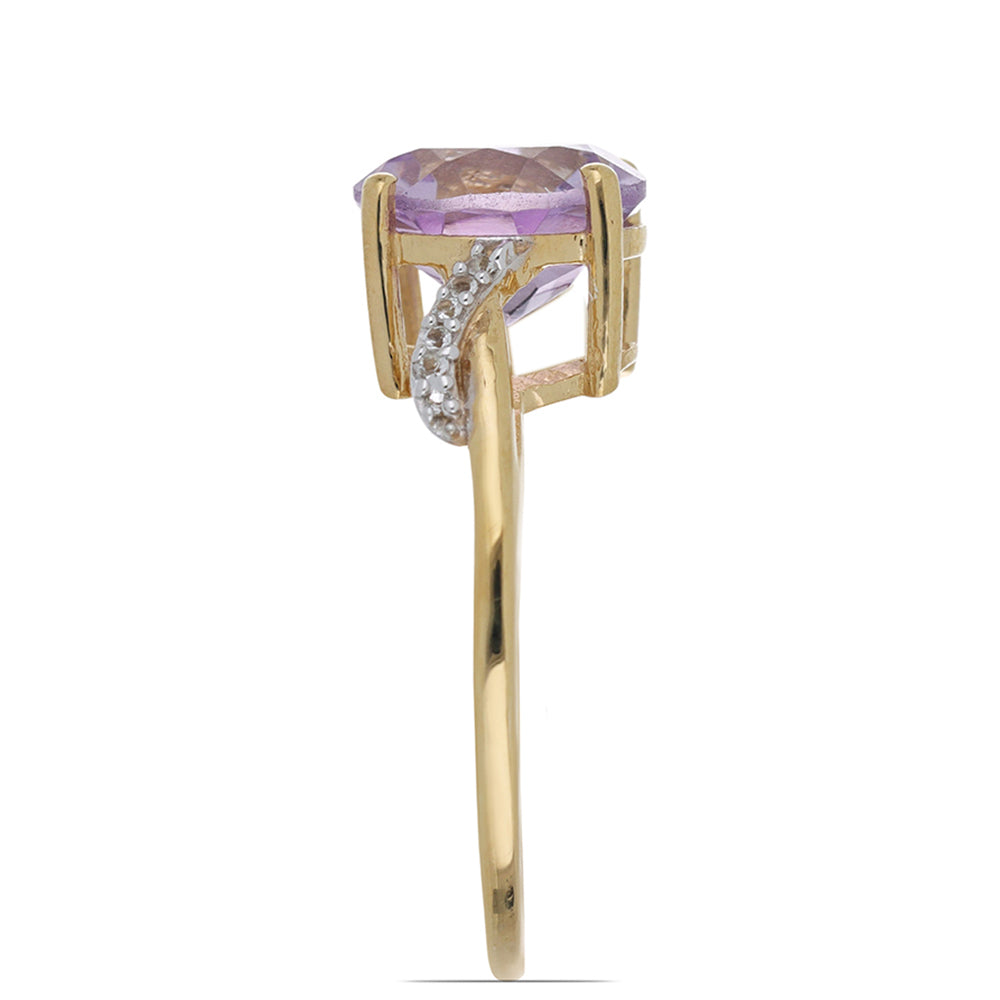 Goldplattierter Silberring mit Rose De France Amethyst und weißem Topas 4 