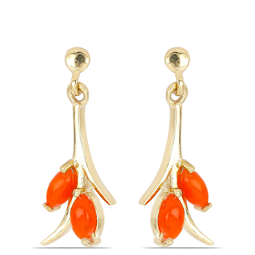 Goldplattierte Silberohrringe mit orangefarbenem Opal aus Lega Dembi
