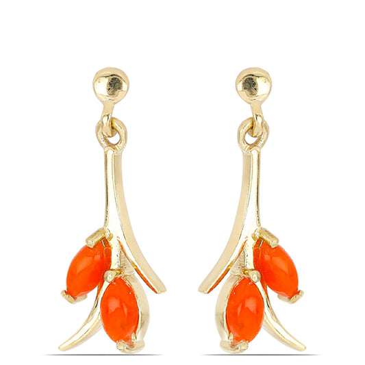 Goldplattierte Silberohrringe mit orangefarbenem Opal aus Lega Dembi