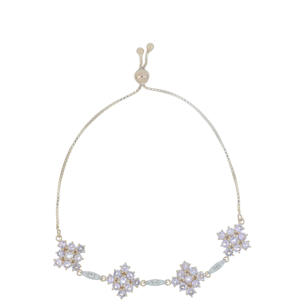 Goldplattiertes Silberarmband mit Rose De France Amethyst und weißem Topas