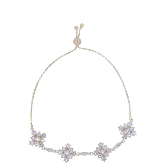 Goldplattiertes Silberarmband mit Rose De France Amethyst und weißem Topas