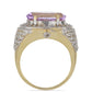 Goldplattierter Silberring mit Rose De France Amethyst und weißem Topas