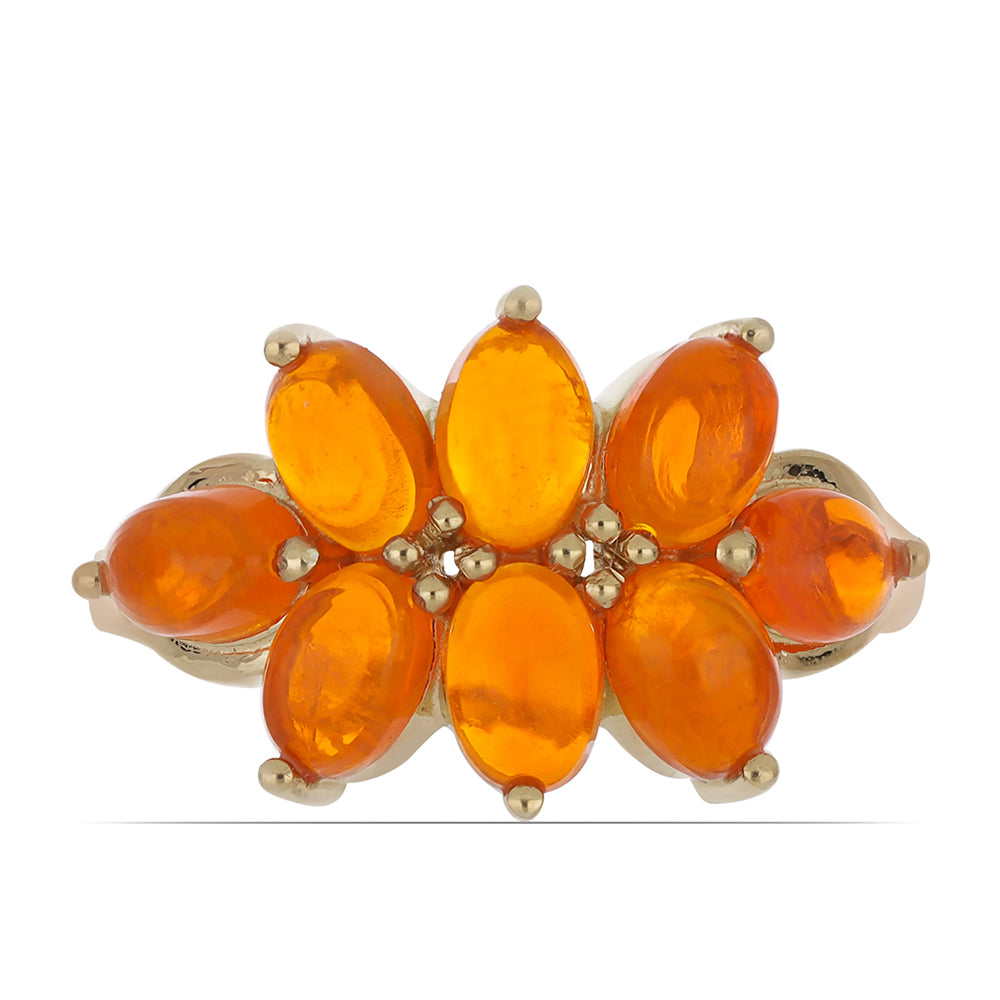 Goldplattierter Silberring mit orangefarbenem Opal aus Lega Dembi 1 