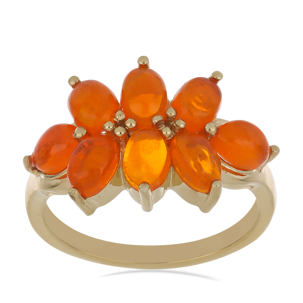 Goldplattierter Silberring mit orangefarbenem Opal aus Lega Dembi 2 