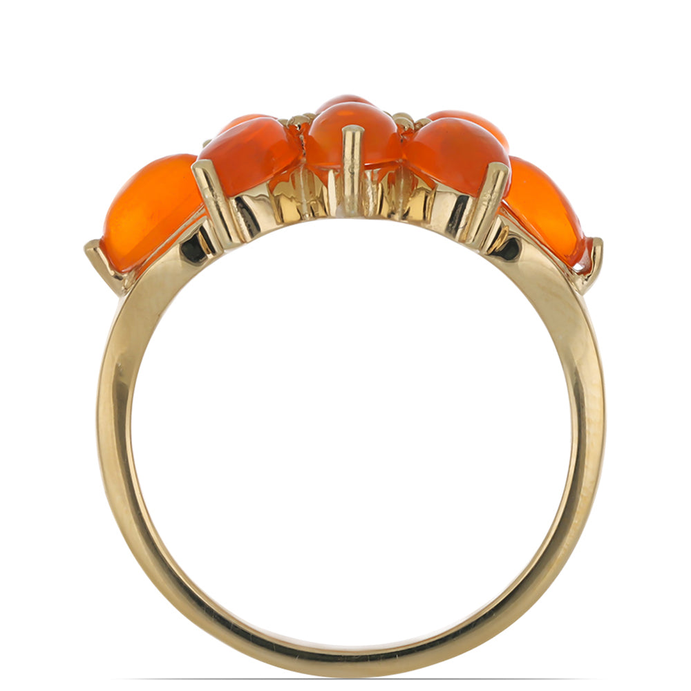 Goldplattierter Silberring mit orangefarbenem Opal aus Lega Dembi