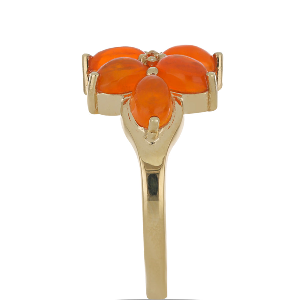 Goldplattierter Silberring mit orangefarbenem Opal aus Lega Dembi