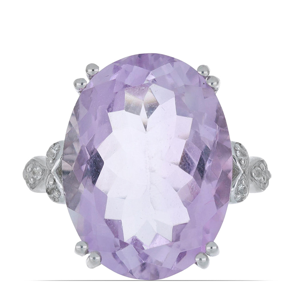 Silberring mit Rose De France Amethyst und weißem Topas 1 