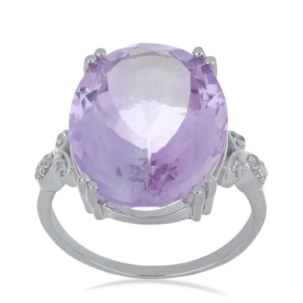 Silberring mit Rose De France Amethyst und weißem Topas 2 