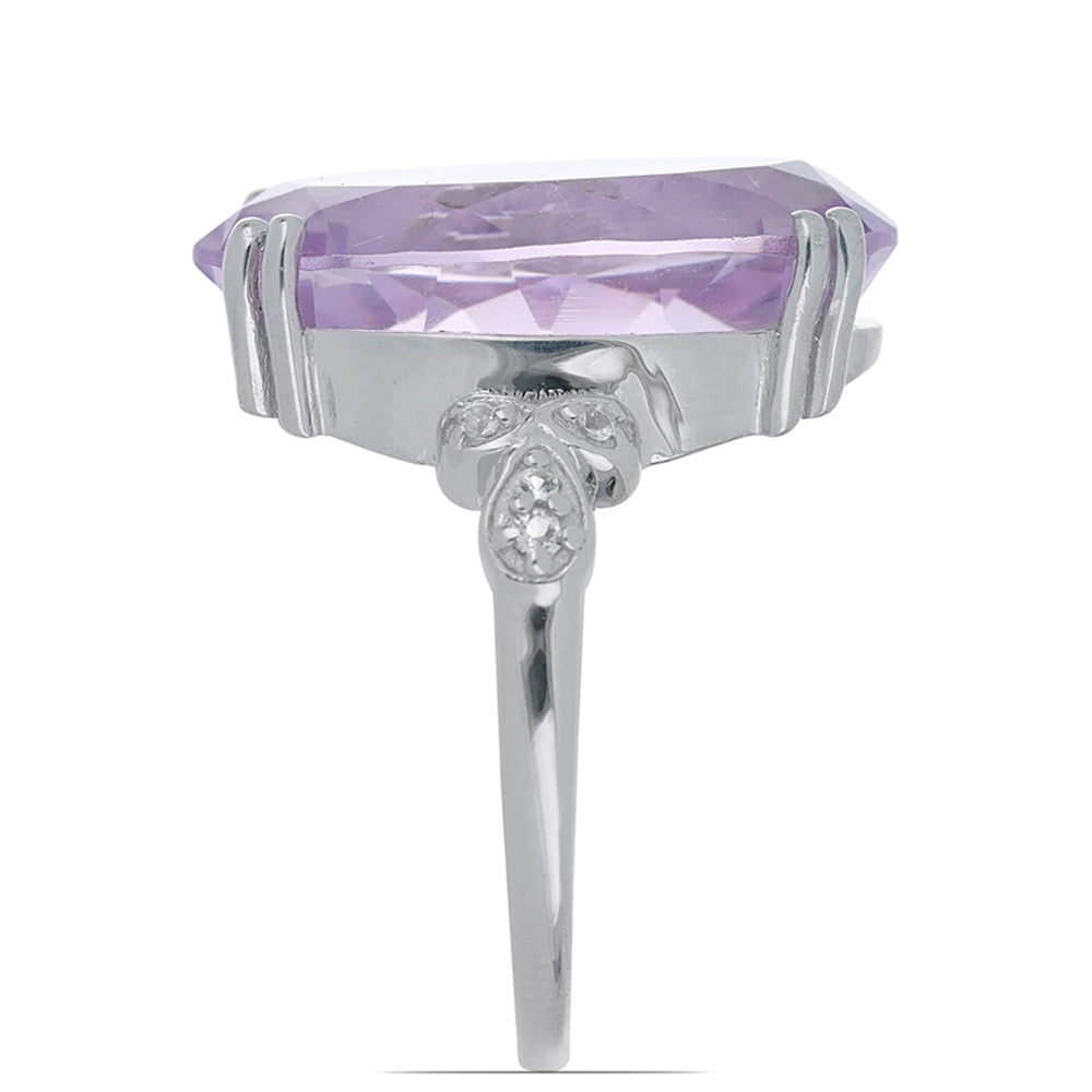 Silberring mit Rose De France Amethyst und weißem Topas 4 