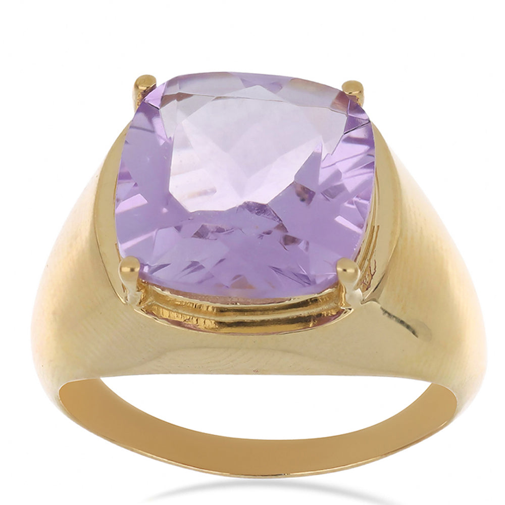 Goldplattierter Silberring mit Rose De France Amethyst