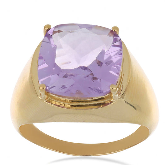 Goldplattierter Silberring mit Rose De France Amethyst