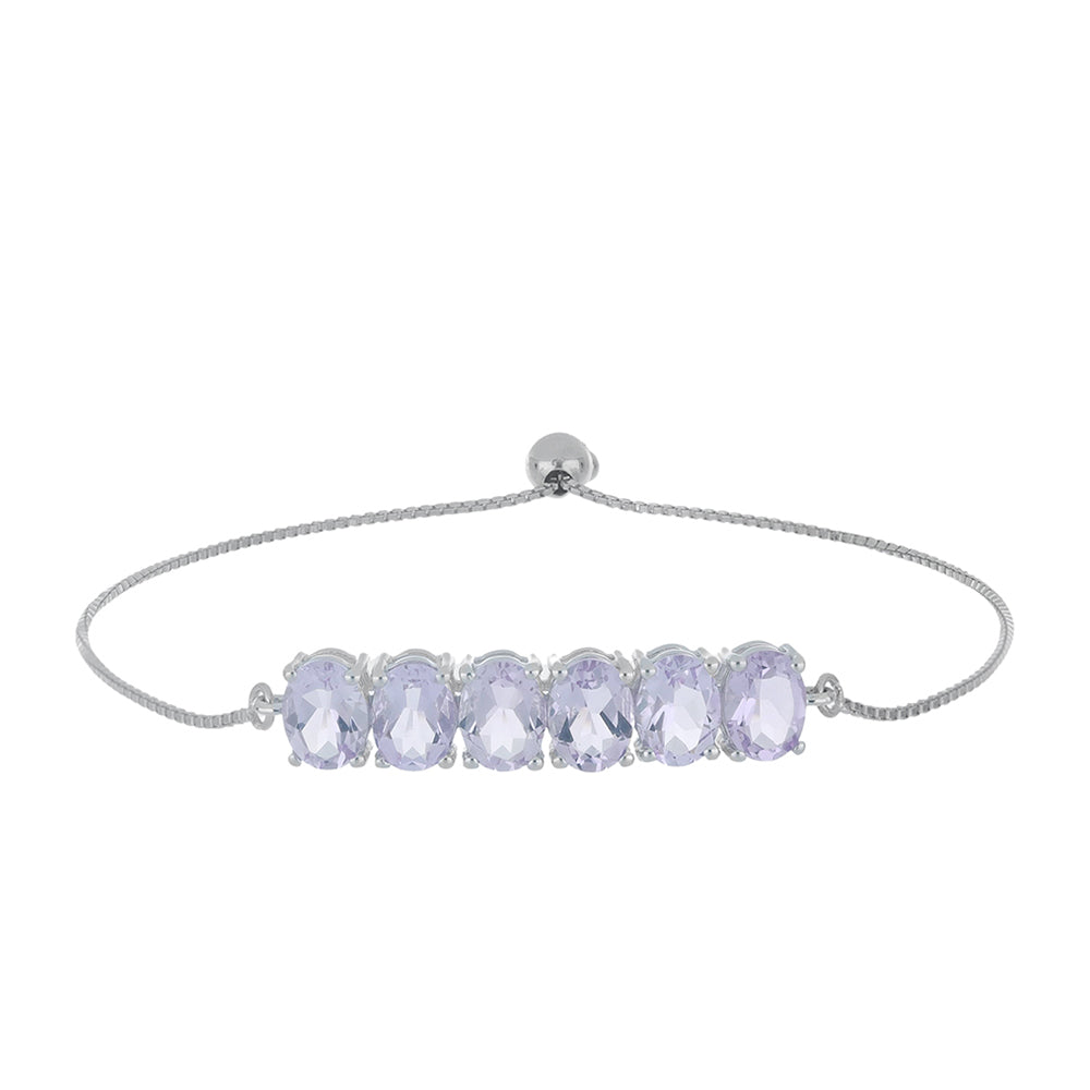 Silberarmband mit Rose De France Amethyst