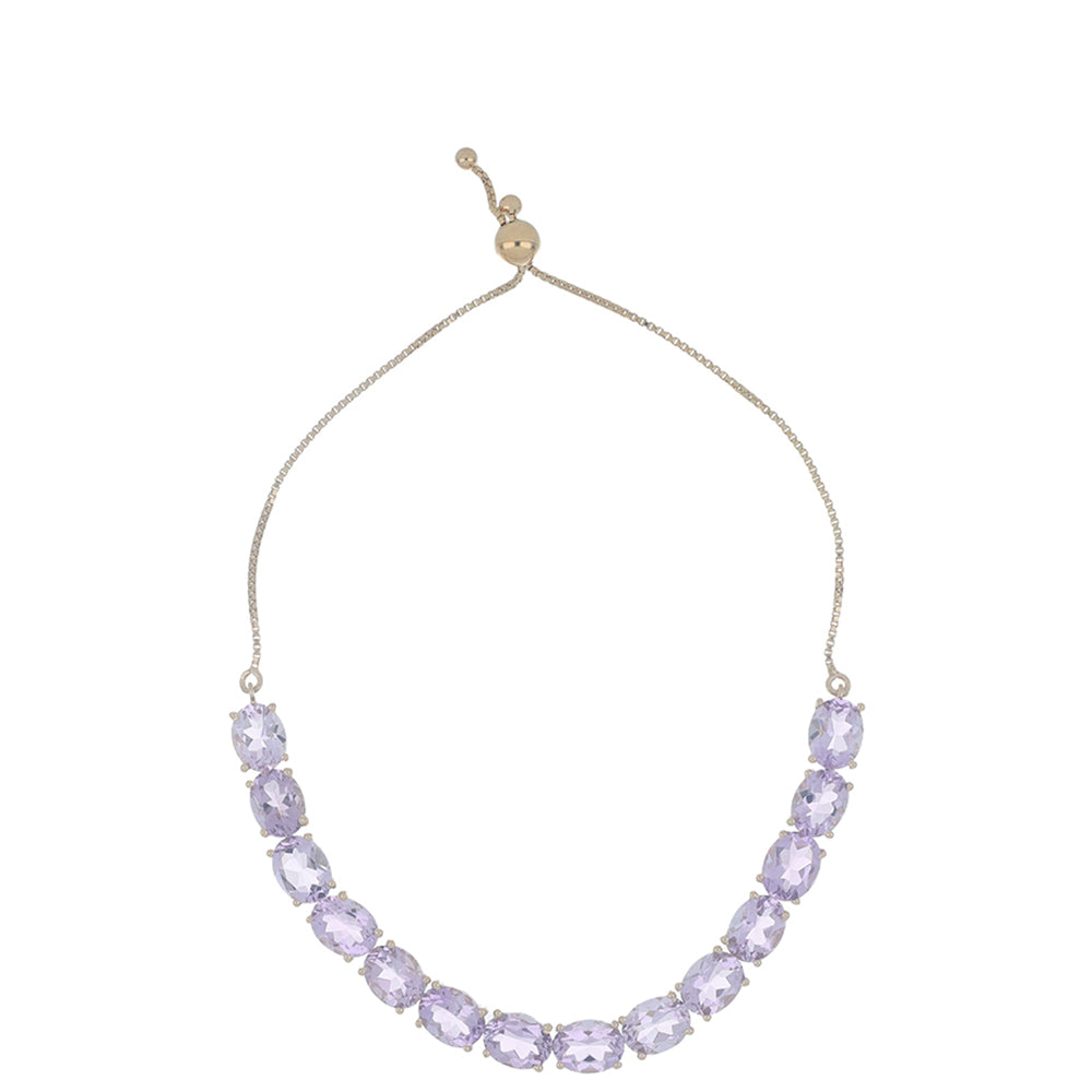 Goldplattiertes Silberarmband mit Rose De France Amethyst