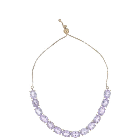 Goldplattiertes Silberarmband mit Rose De France Amethyst