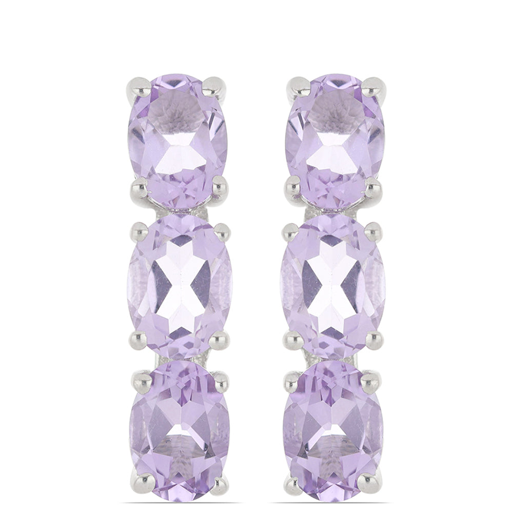 Silberohrringe mit Rose De France Amethyst