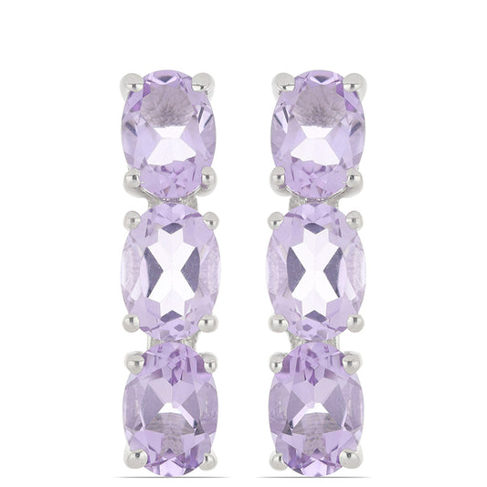 Silberohrringe mit Rose De France Amethyst