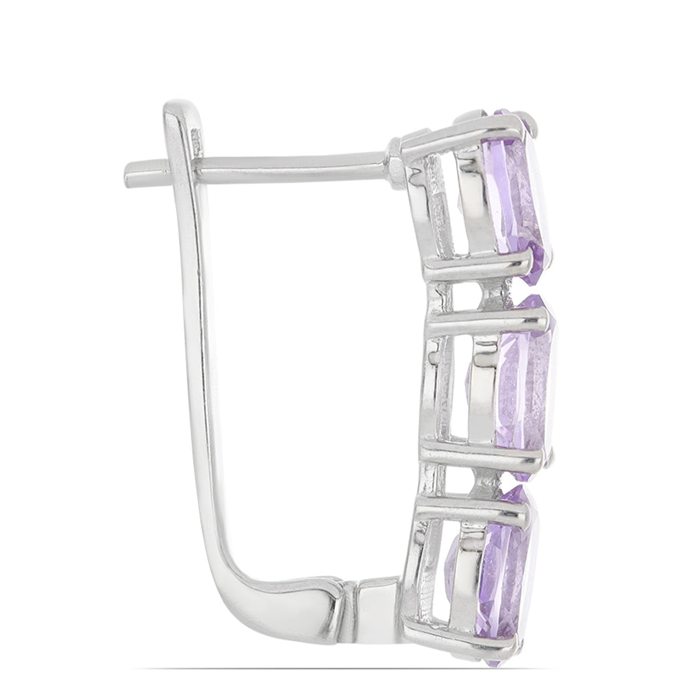 Silberohrringe mit Rose De France Amethyst 2 