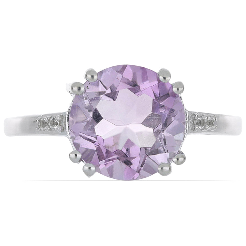 Silberring mit Rose De France Amethyst und weißem Topas 1 
